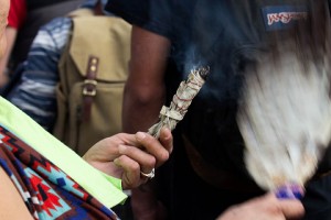 No DAPL rally and march in Los Angeles - burning sage