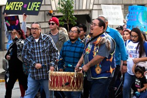 No DAPL rally and march in Los Angeles - drummers chant