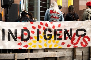 No DAPL rally and march in Los Angeles - indigenous banner